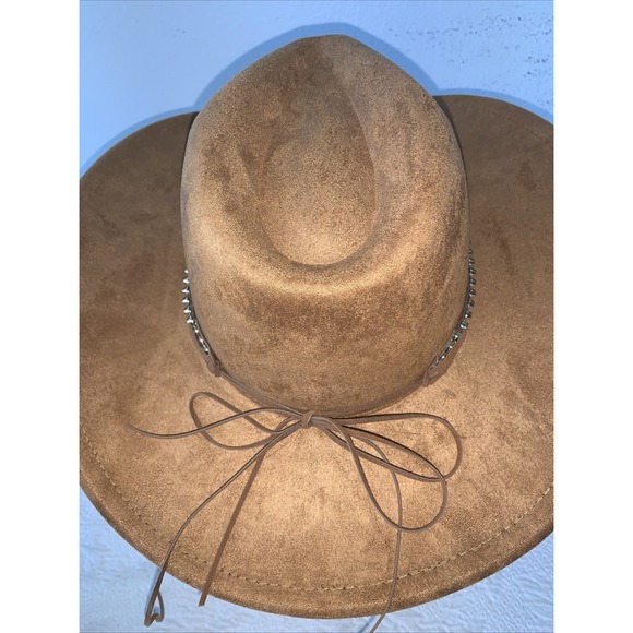 Women's Brown Faux Suede Fedora Rancher Cowboy Hat from Anthropologie NWT - Picture 3 of 6